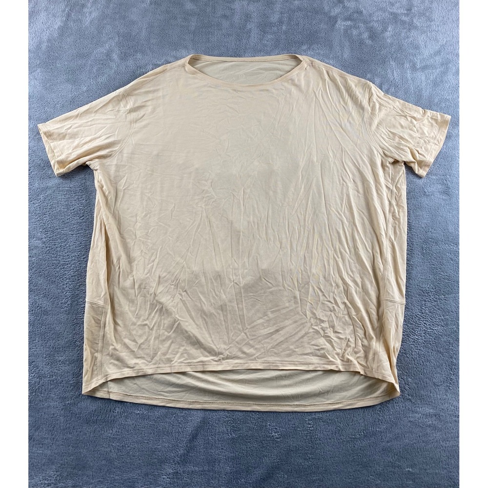 Lululemon Womens Peach Relaxed Short Sleeve Athletic Top High-Low Hem Size 12-14